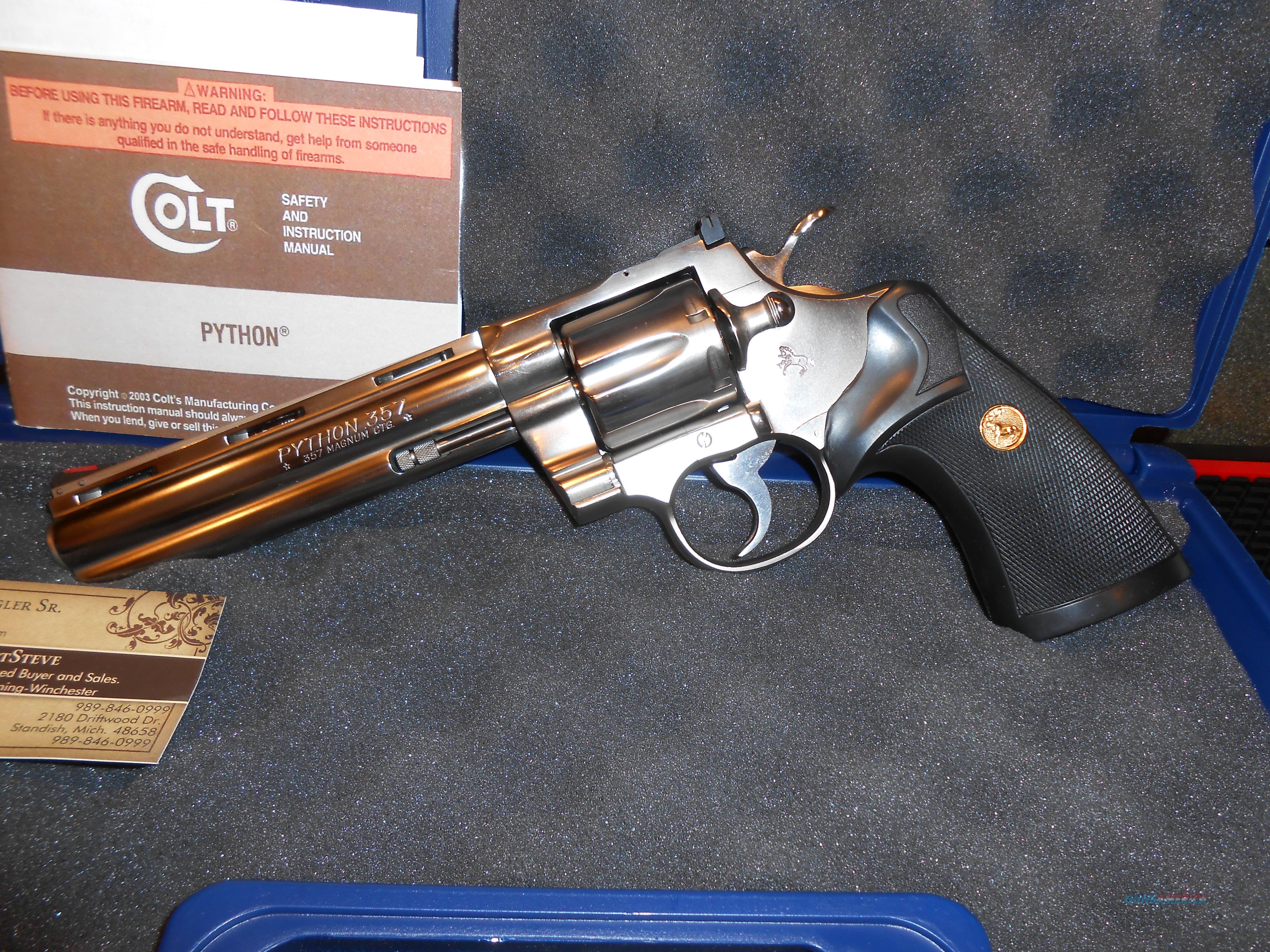 Colt Python 6" Brushed Stainless for sale