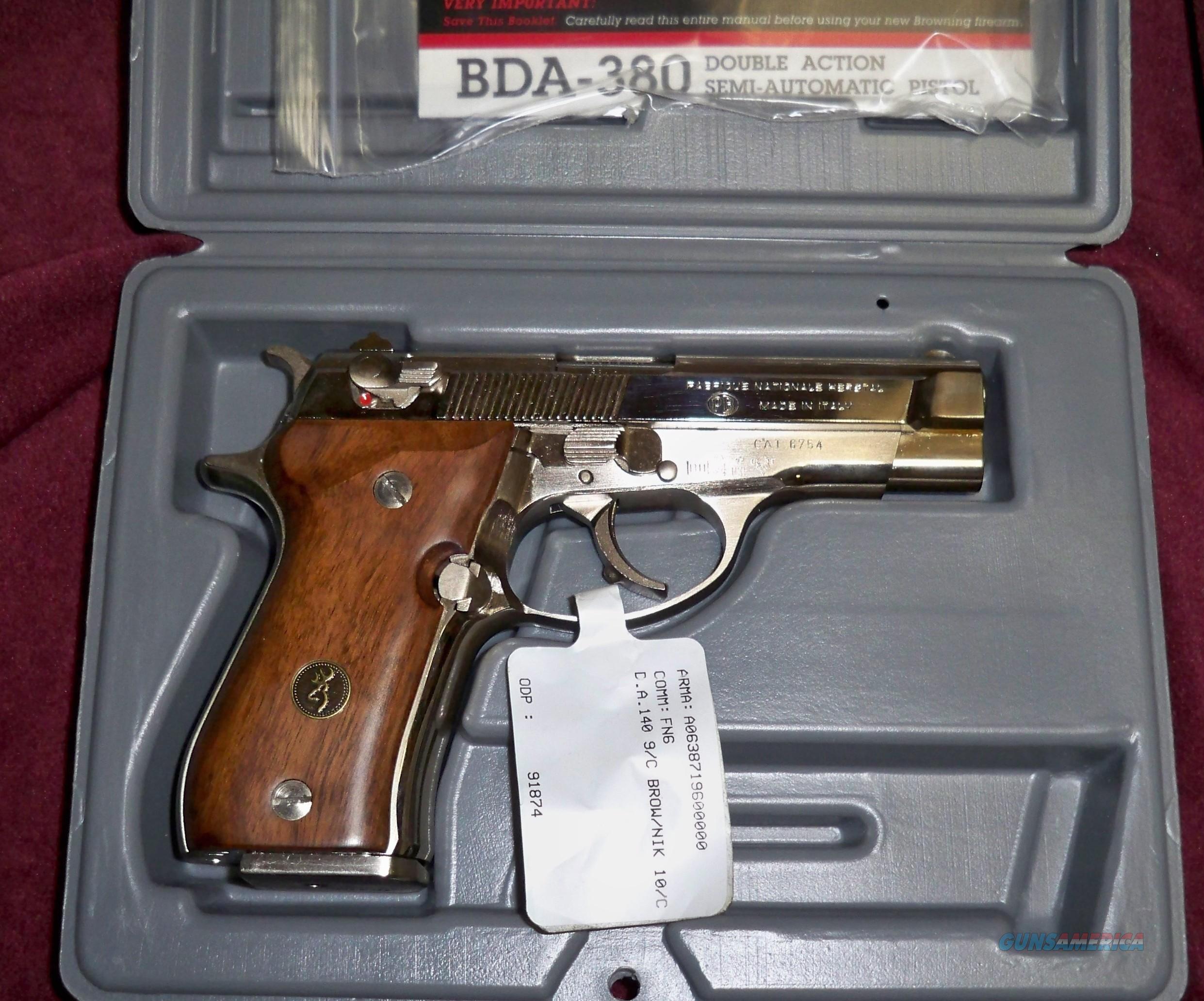 N.I.B. BROWNING BDA .380 HIGH POLISH NICKEL For Sale