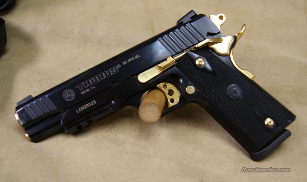 Taurus 1911 Polished Blue/Black Grip/Gold Accen... for sale