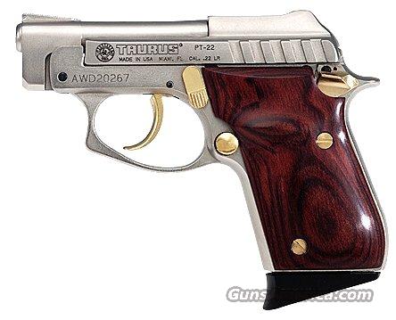 Taurus PT22 Nickle Gold Rosewood 22... for sale at Gunsamerica.com ...