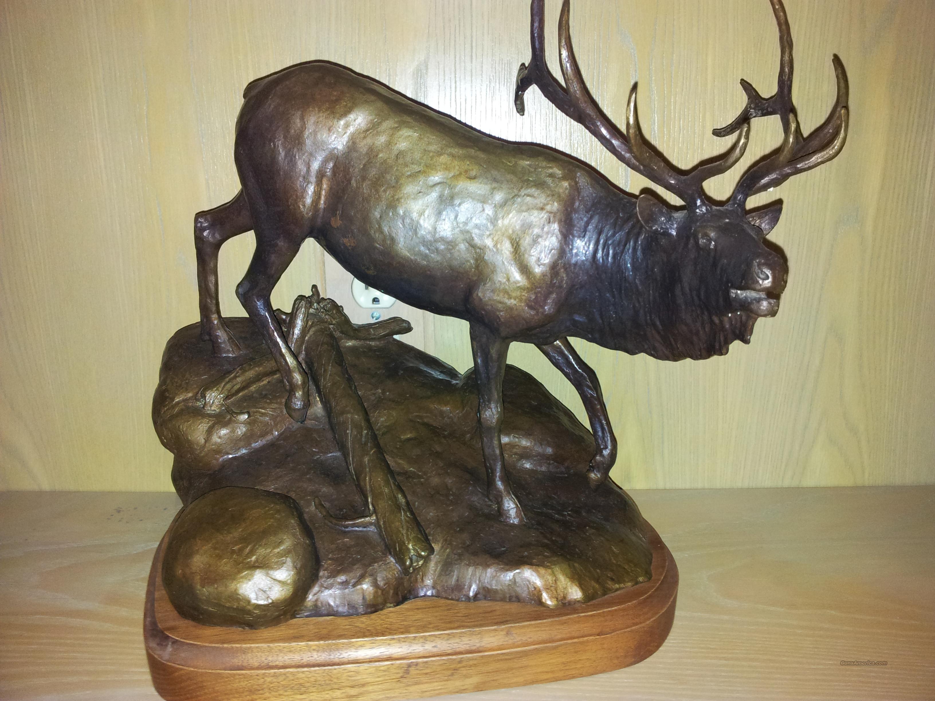 Rocky Mountain Bull Elk Bronze Scul... for sale at