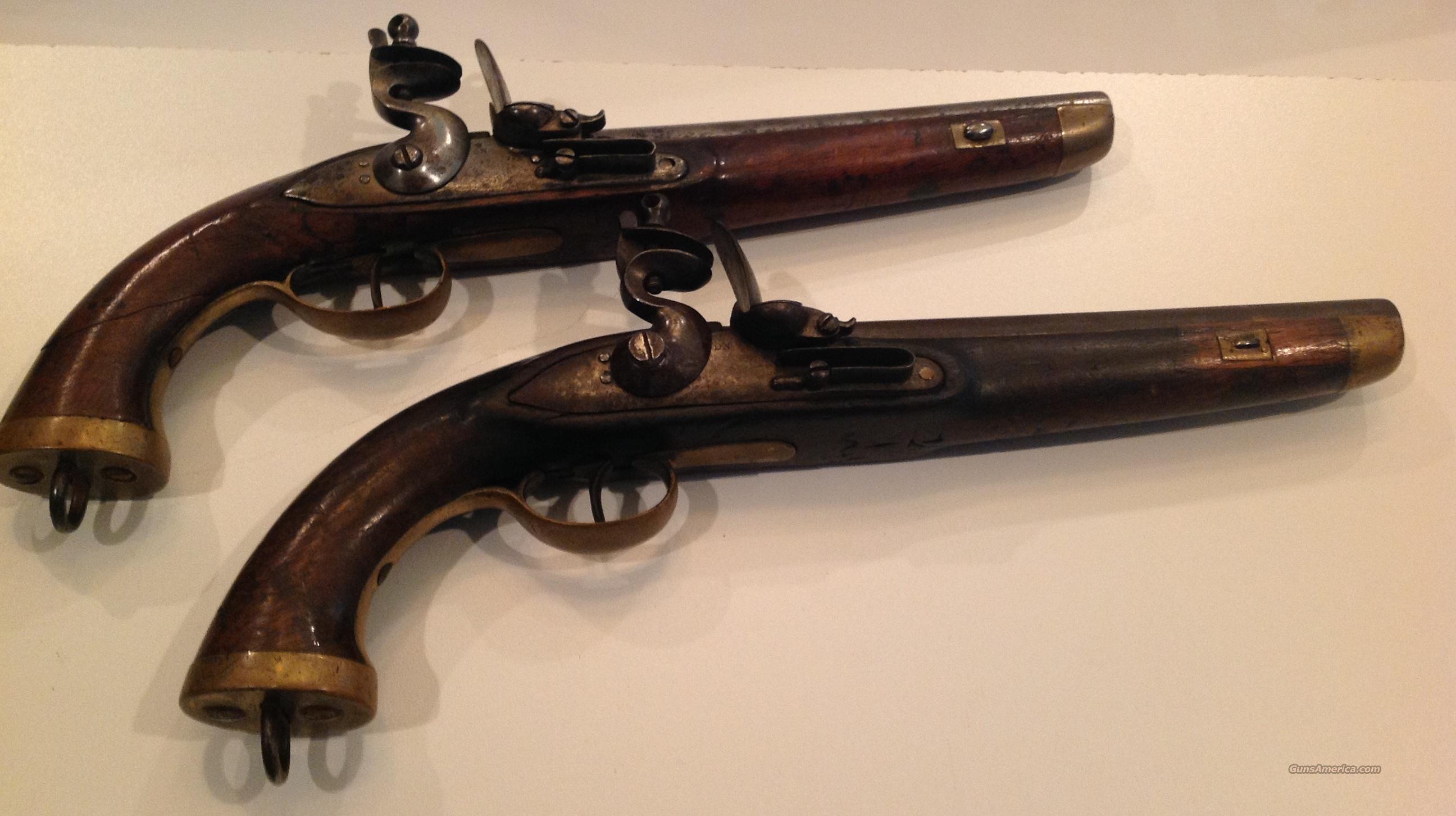 Antique Pair Of Belgian Naval Flint For Sale At Gunsamerica Com