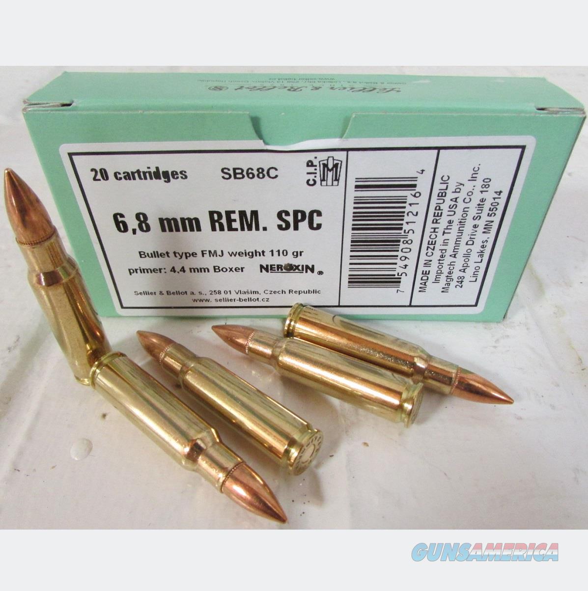 6.8 Rem SPC 110gr S&B FMJ 100 Rounds For Sale