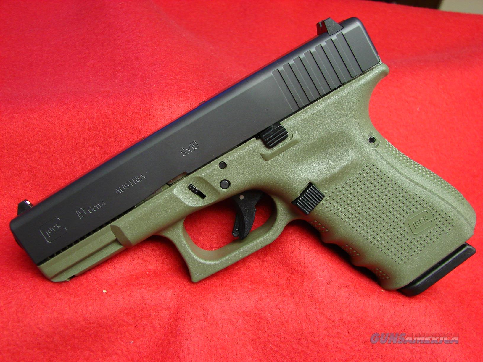 Nib Glock 19 Gen 4 In 9mm With O D Green F For Sale