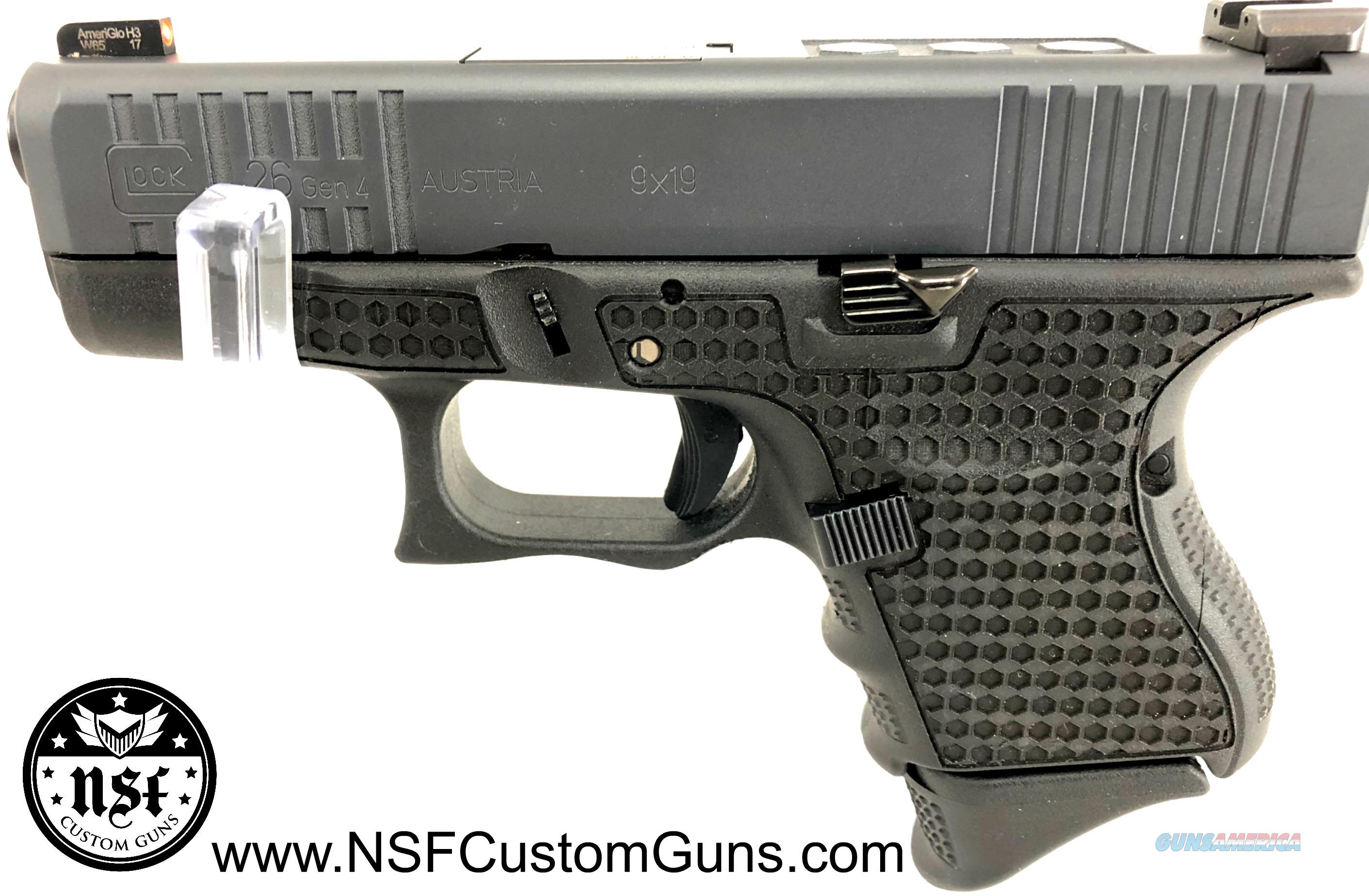 Barely Used 9 Mm Glock Sub Compact G26 Gen 4 Laser Stippling Front Serrations Double Undercut H3 Sights