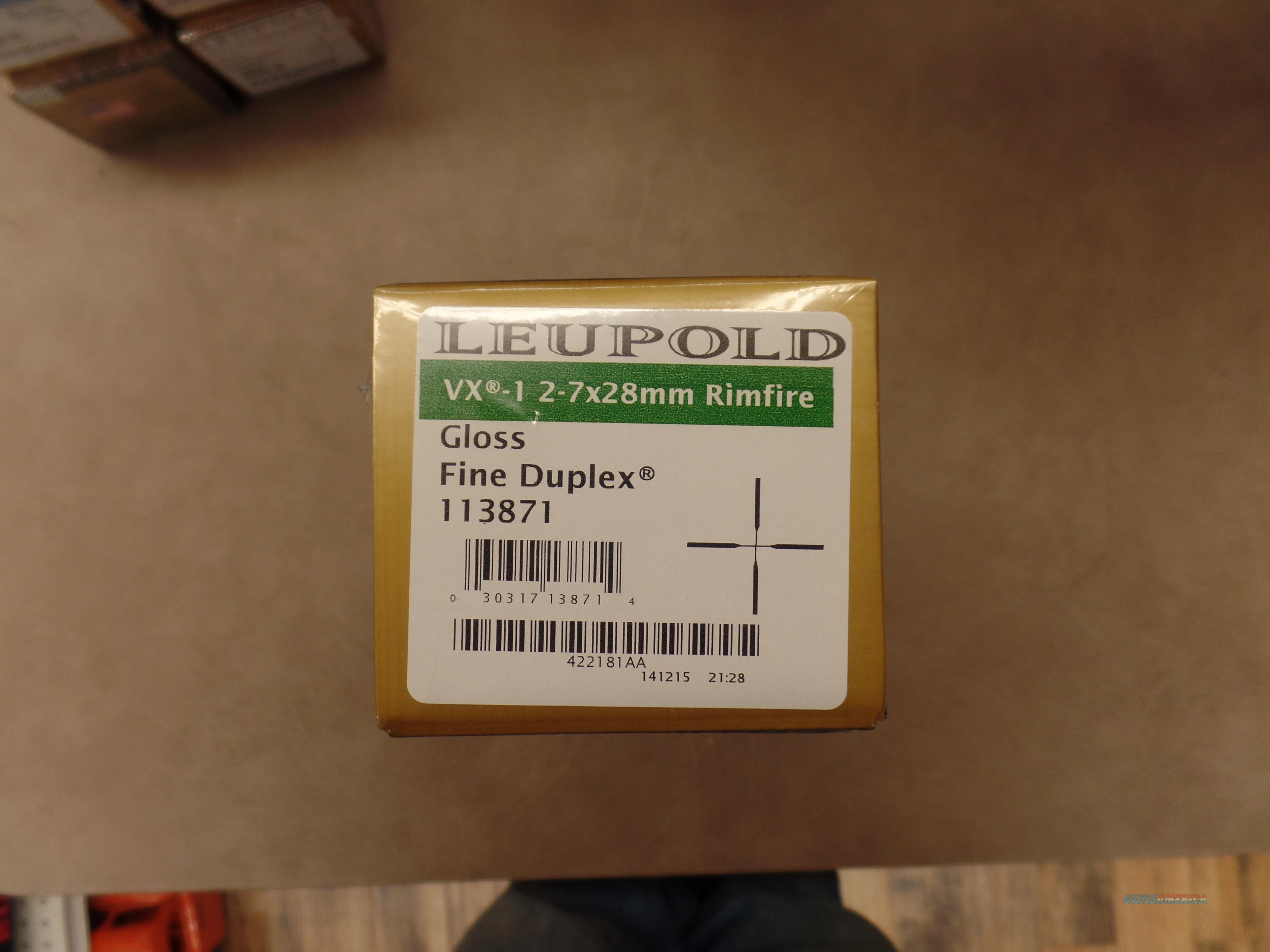 Leupold VX-1 2-7X28 Rimfire Gloss for sale at Gunsamerica.com: 903240974