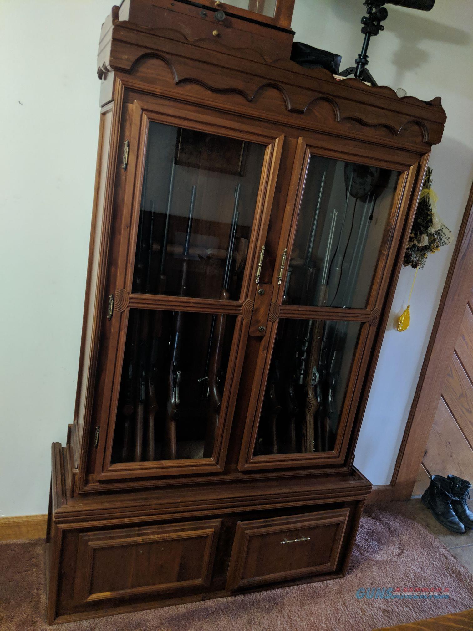 Handcrafted American Black Walnut Gun Cabinet For Sale