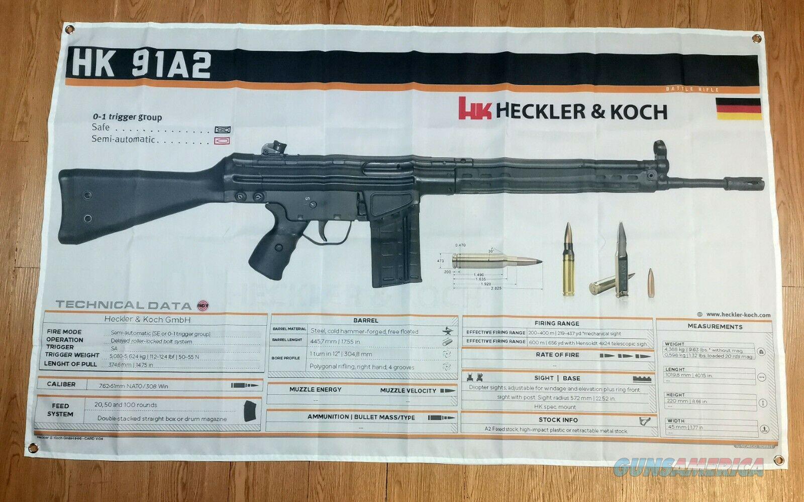 HK 91A2 HECKLER & KOCH 3x5ft Flag for sale at Gunsamerica.com: 995227768