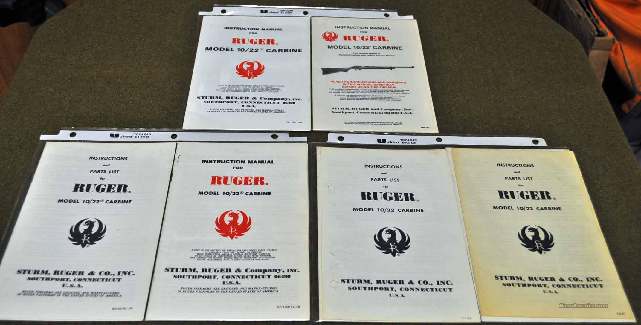 Ruger 10/22 Instruction Manuals for sale at Gunsamerica.com: 943877047