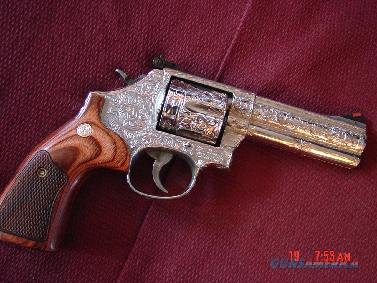 Smith Wesson 686 6fully Engraved Polished By Flannery Engravingcustom Wood Grips4 Barrel357 Magin Box With Papers Awesome Showpiece