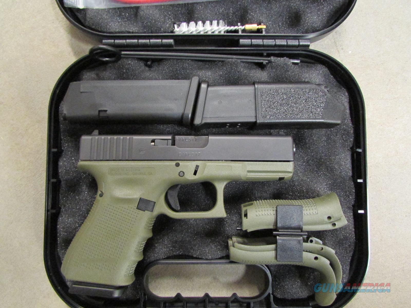 Glock 19 Gen5 Battlefield Green 9mm Pistol, (3)-15Rd Magazines