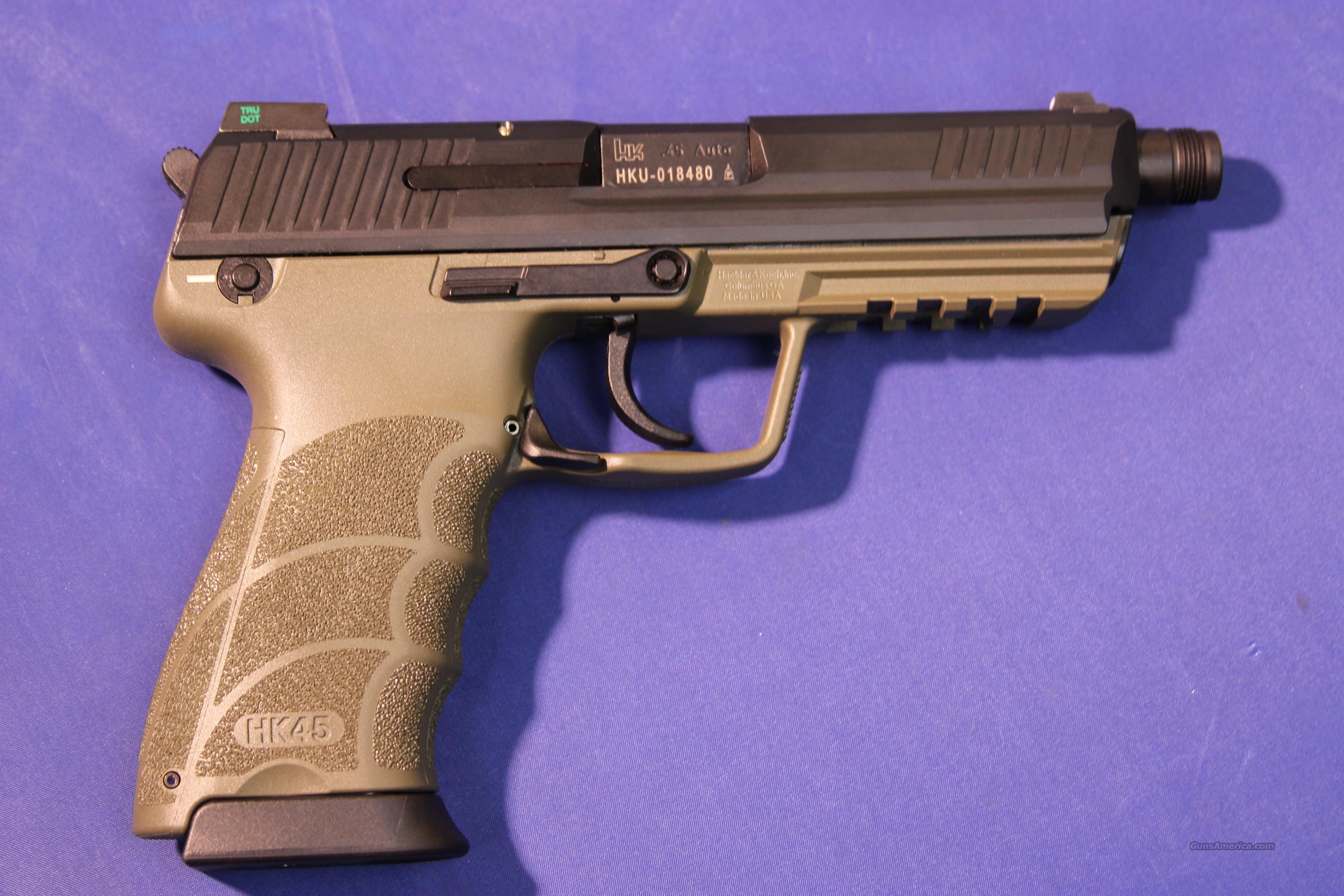 HKI HK45 TACTICAL 45 ACP OD GREEN –... for sale at Gunsamerica.com ...