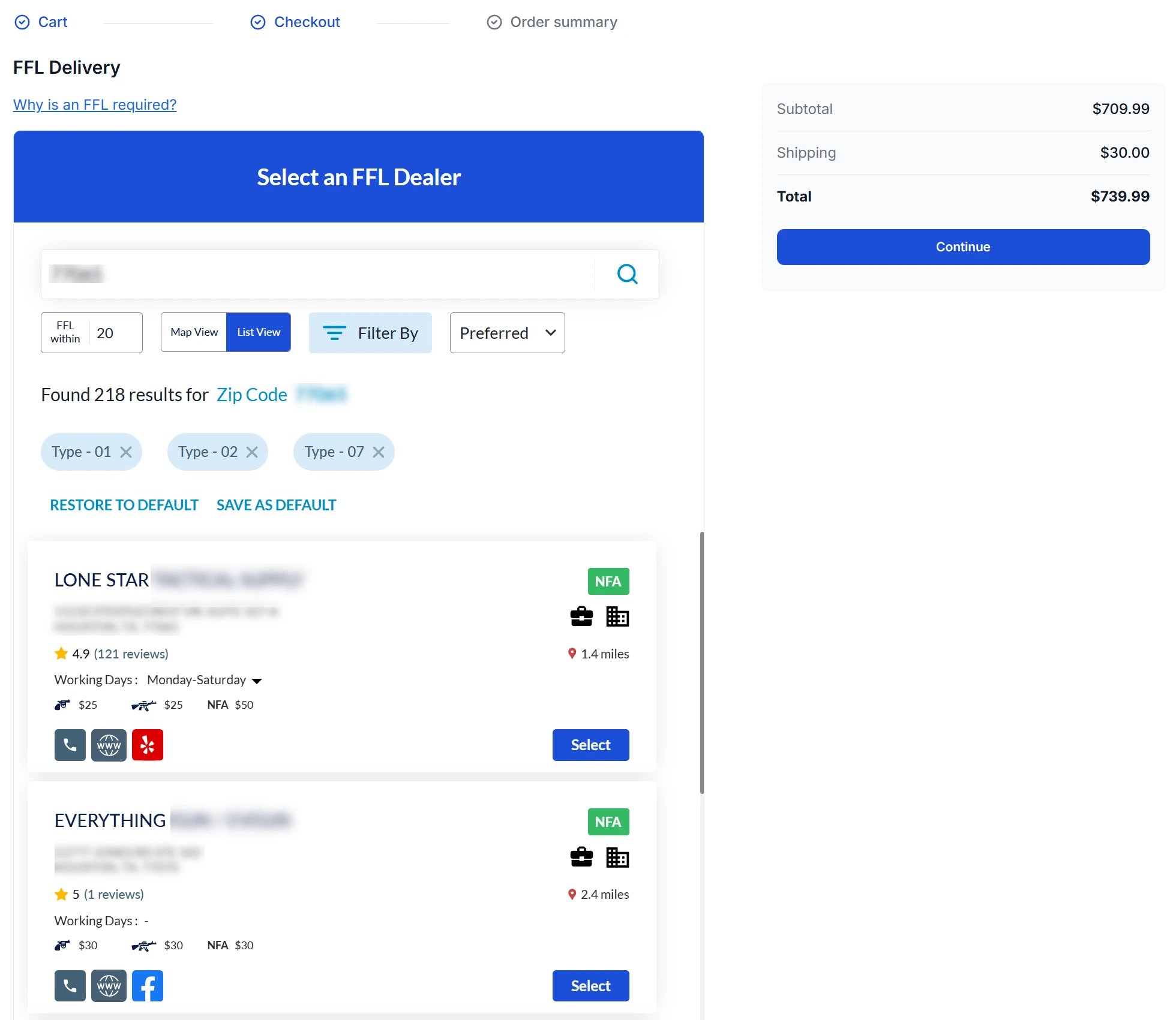 FFL and Payment Details