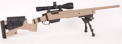 Chambered in .308 Win., the Sisk Tactical Adaptive Rifle can be taken apart at the wrist, thanks to the STAR mechanism there. You don't need to worry about point-of-aim/point-of-impact shift, either, because the action, barrel and riflescope come apart as a single unit. 