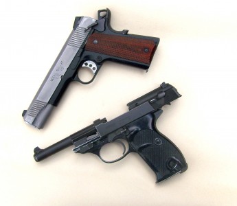 The P 1, bottom, is an aluminum frame 9 and the pistol at the top is an aluminum frame .45 1911 for size comparison. 