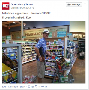 An open carry advocate happily shopping at a Kroger chain.  (Photo: Everytown)