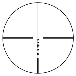 The reticle, compared to many of the long range reticles, is deceptively simple. Each circle represents a known distance--out to 600 yards.