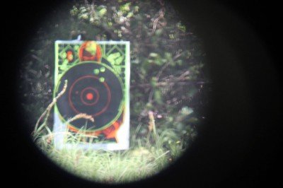 This is a hard review to document on film. The images taken through the scope aren't indicative of the quality. This is a target seen from 100 yards. The center circle is 12". 