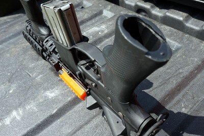 The P*Grip has room in the handle for battery storage, etc.