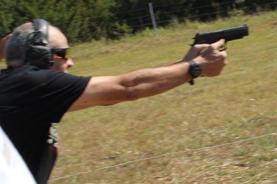 The 226 was a popular choice at the Thunderbird Tactical class I attended. Here's a lefty showing his skills.