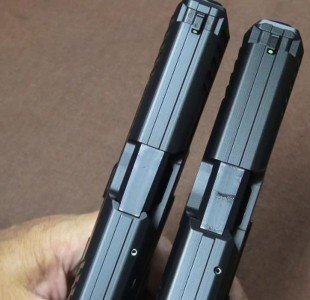 One good look at the slides of the VP9 (left) and the VP40 (right) and one can understand why the 40 won't fit in the 9’s holster.