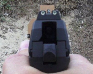 Tritium night sights can often be harder to see in daylight. No so with the TRU-DOT set on the P30SK