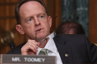 WASHINGTON, DC - JUNE 17:  Senate Budget Committee member Sen. Pat Toomey (R-PA) listens to testimony from Congressional Budget Office Director Keith Hall during a hearing in the Dirksen Senate Office Building on Capitol Hill June 17, 2015 in Washington, DC. Hall told the committee that federal debt would climb to over 100-percent of the total GDP by 2040 without major spending course correction.  (Photo by Chip Somodevilla/Getty Images)