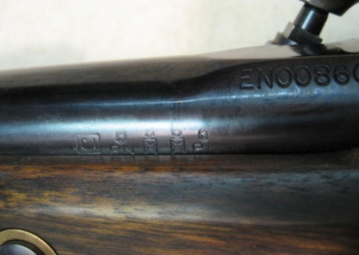 Reproduction barrel stamps on an 1853 Enfield.