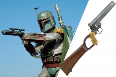 The 37mm flare gun was adapted to make the EE-3, the standard blaster of the Mandalorian Protectors.