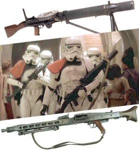 Allied and Axis machine guns were transformed into the heavy blaster rifles of Star Wars.