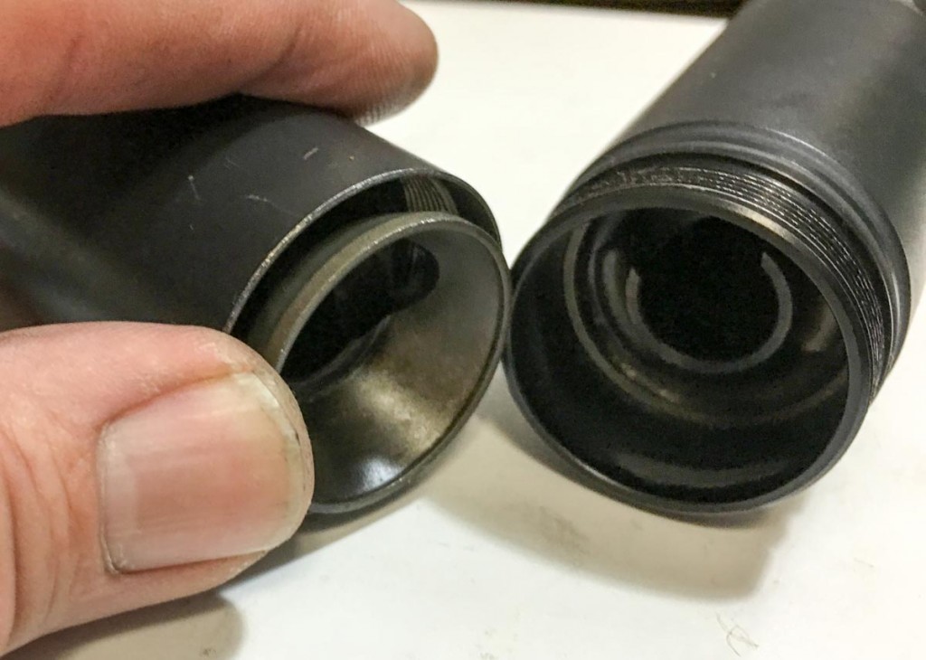 Once the baffles are inserted into the main and extension tubes, just screw the two units together. 