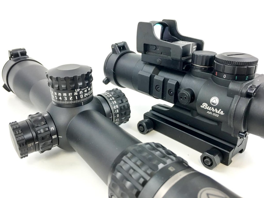 What's the right answer? Fixed magnification, red dot or variable zoom scope? Or maybe a combination like the Burris AR-332 and FastFire 3 on the right?