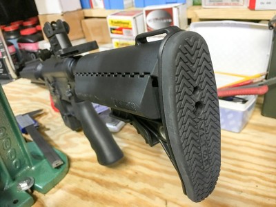 The VLTOR stock has a rubber buttpad.