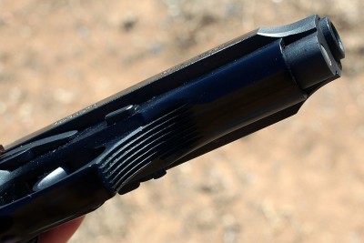 Serrations on the concave trigger guard. 