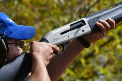 Logan Clark, of Clark Custom Guns, shooting a Franchi Affinity at the 2015 Trijicon World Shooting Championship on a sporting clays course at Rockcastle Shooting Center.