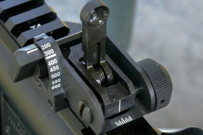 A high-quality and "correct" folding rear sight unit was included with the FN M4 Carbine. 