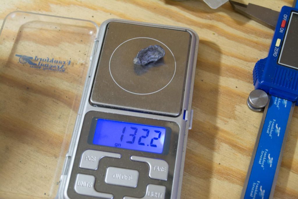 The recovered fragment weighed 132.2 grains - more than most 9mm bullets. 