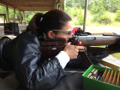 Anette Wachter, member of the US Palma Team, shooting prone. 
