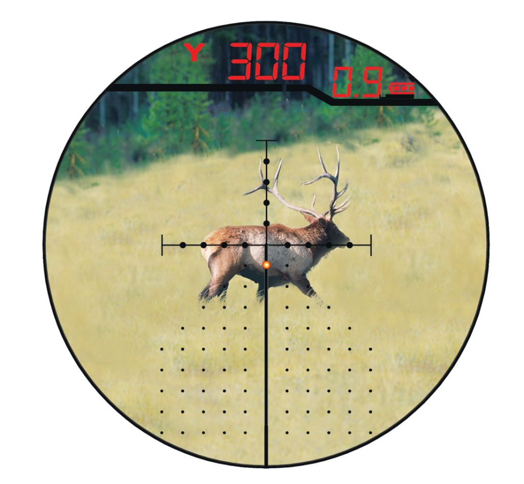 Not only does the X96 reticle show you range and windage information, it lights up the correct hold point for your target. 