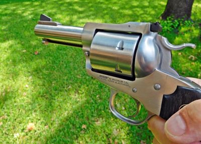 The unfluted cylinder and short 3.75-inch barrel make this Ruger a real eye-catcher.