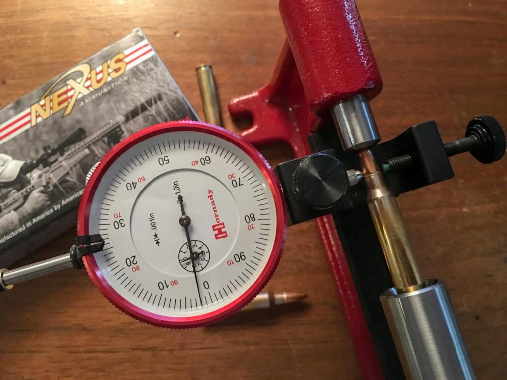 I sampled randomly selected cartridges from the Nexus match ammo and tested bullet runout using this Hornady Concentricity Gauge. No rounds showed more than 2/1,000ths off center. That's excellent. 