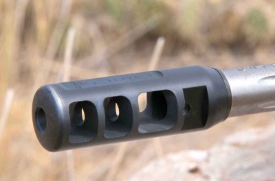 A Bullseye Muzzle Brake caps off the 18-inch stainless Wilson air gauged and fluted barrel.