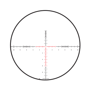 The Burris SCR Mil Lined reticle has a vertical line with 20 mils graduated in half mil increments below the horizontal line. Image courtesy of Burris Optics.