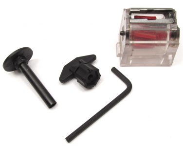 The three-piece kit has all the tools necessary to disassemble and reassemble Ruger BX-1 rotary magazines. Hex key, reassembly jig, and cap nut winding tool.