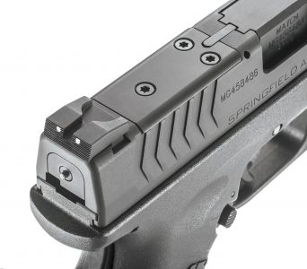 The OSP comes with a plate system for attaching optics to the pistol. Shown with cover plate attached.