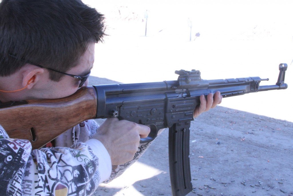 We were able to shoot the new StG 44 from American Tactical Imports at Media Day. This gun is a big deal for historical collectors and .22 rimfire collectors both, because the real StG 44 guns can't be found for reasonable prices in the US. These are full weight guns with real stamped steel parts that handle just like the originals, and they should sell like hotcakes.