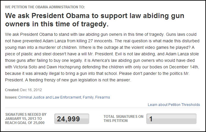 Please Sign Pro-Gun WhiteHouse.gov Petition - Share, Tweet and Email