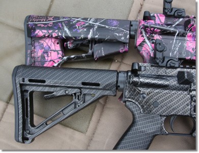 His & Hers Designer Colt AR-15s - Carbon Fiber & Muddy Girl