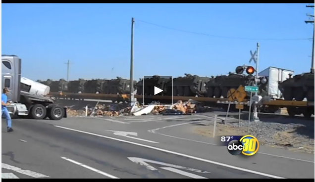 Proof: Martial Law Coming! - Military Vehicle Train Slams Semi