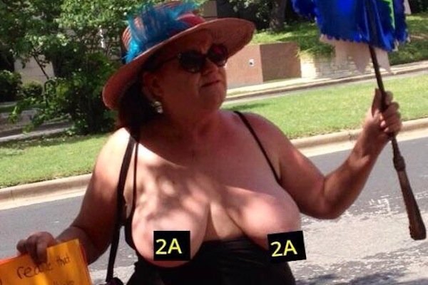 Topless moms crash open-carry demonstration